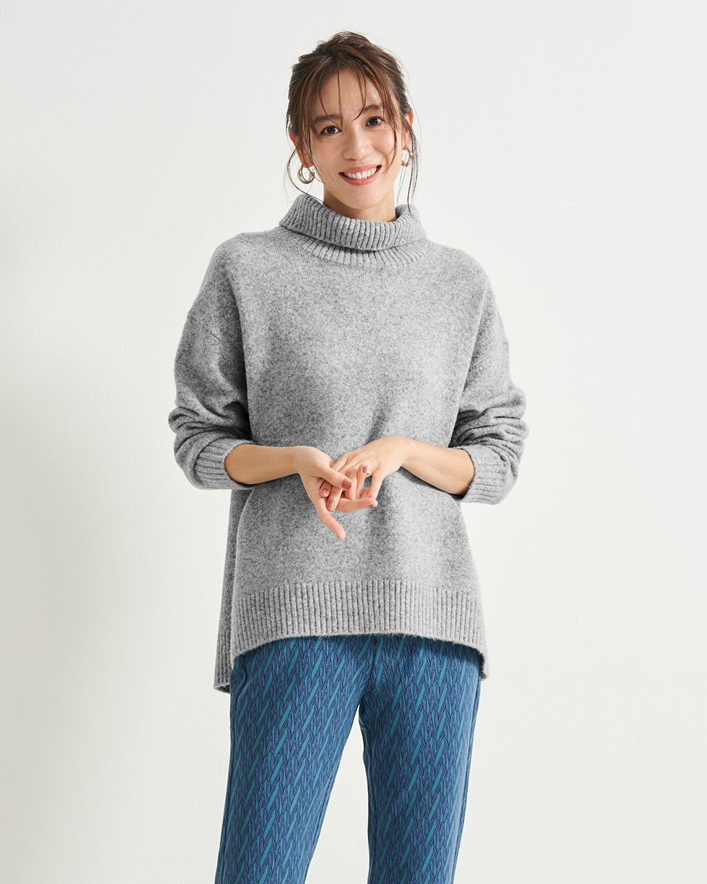 ウール混タム・タートルネックロングニット/DoCLASSE