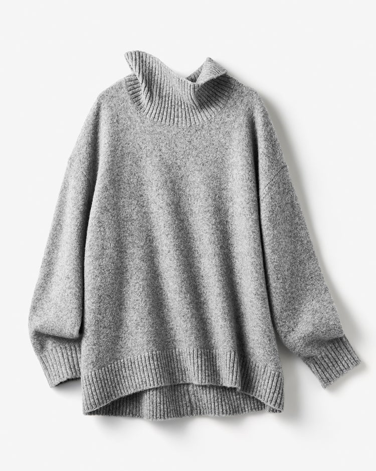 ウール混タム・タートルネックロングニット 詳細画像 ライトグレー 6