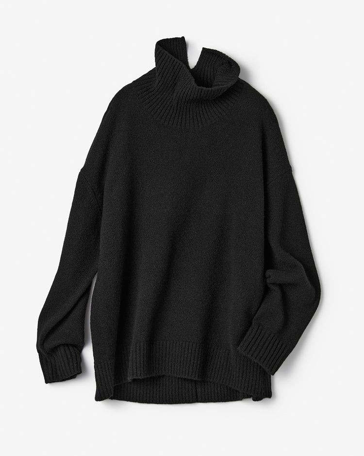 ウール混タム・タートルネックロングニット 詳細画像 ブラック 6