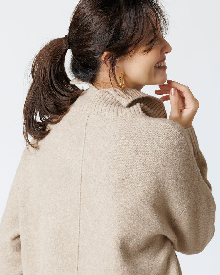 ウール混タム・タートルネックロングニット 詳細画像 ライトベージュ 2