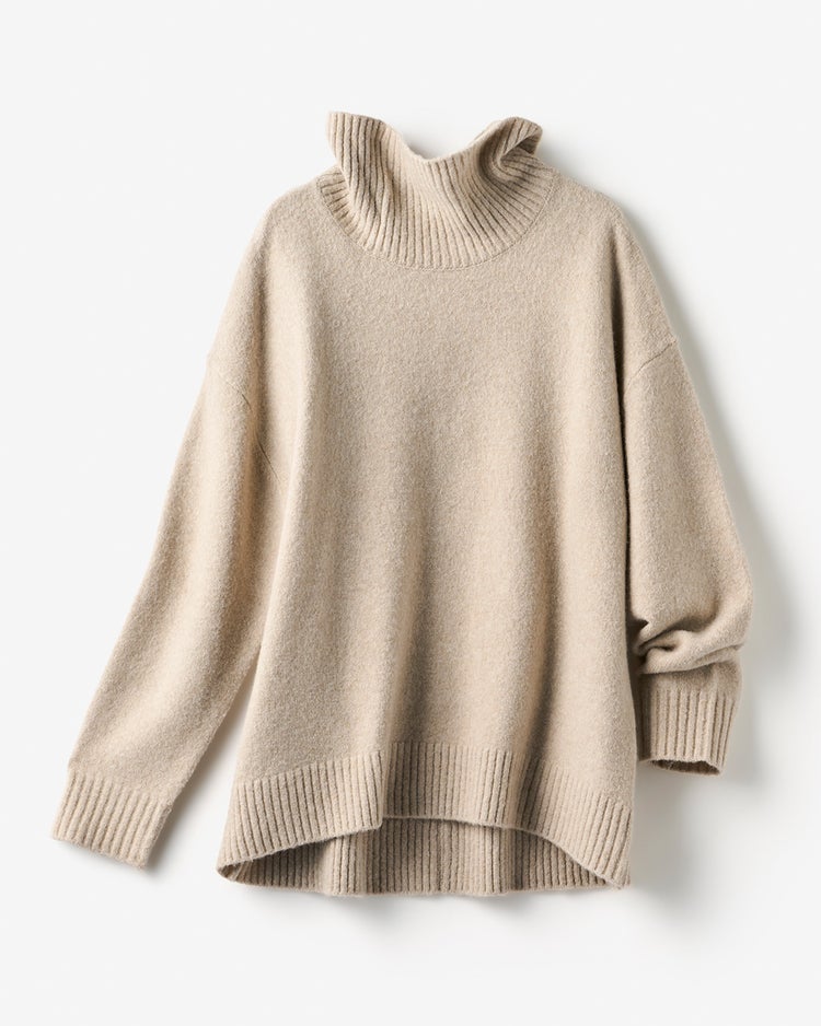 ウール混タム・タートルネックロングニット 詳細画像 ライトベージュ 4