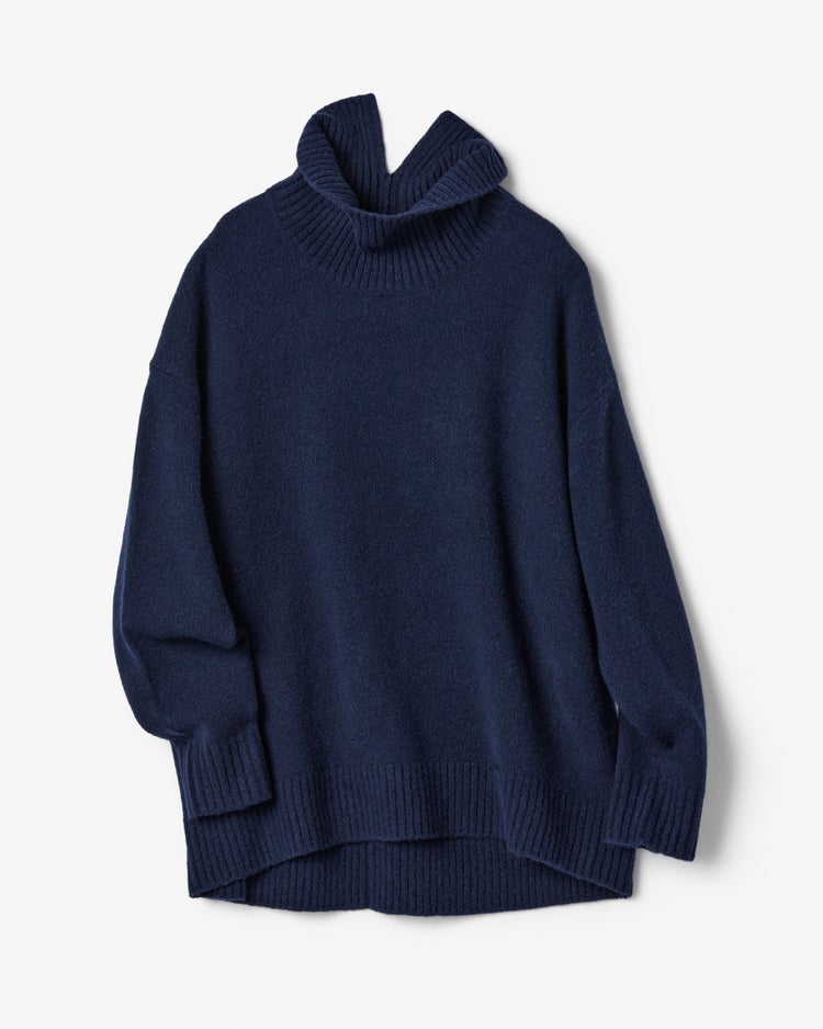 ウール混タム・タートルネックロングニット 詳細画像 ネイビー 4