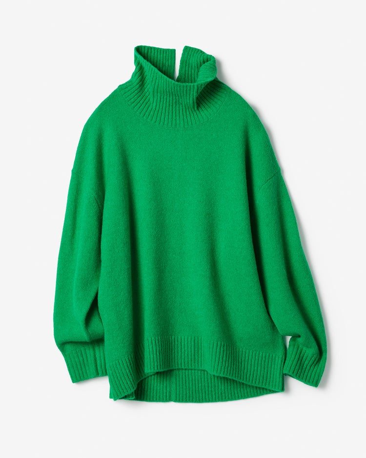 ウール混タム・タートルネックロングニット 詳細画像 グリーン 3