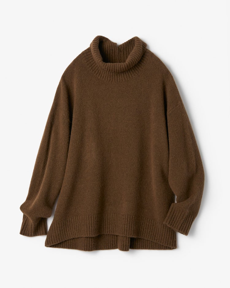 ウール混タム・タートルネックロングニット 詳細画像 ブラウン 3