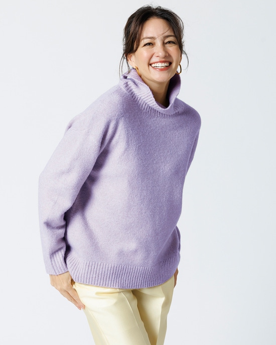 ウール混タム・タートルネックロングニット