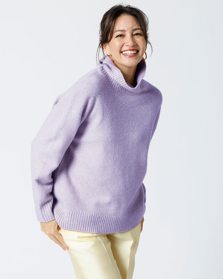 ウール混タム・タートルネックロングニット 詳細画像 ラベンダー 1