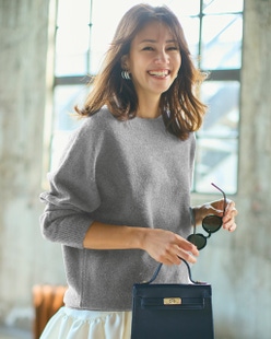 ウール混タム・ボートネックニット