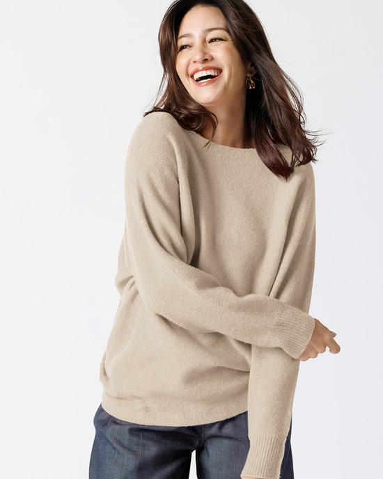 ウール混タム・ボートネックニット