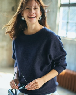 ウール混タム・ボートネックニット