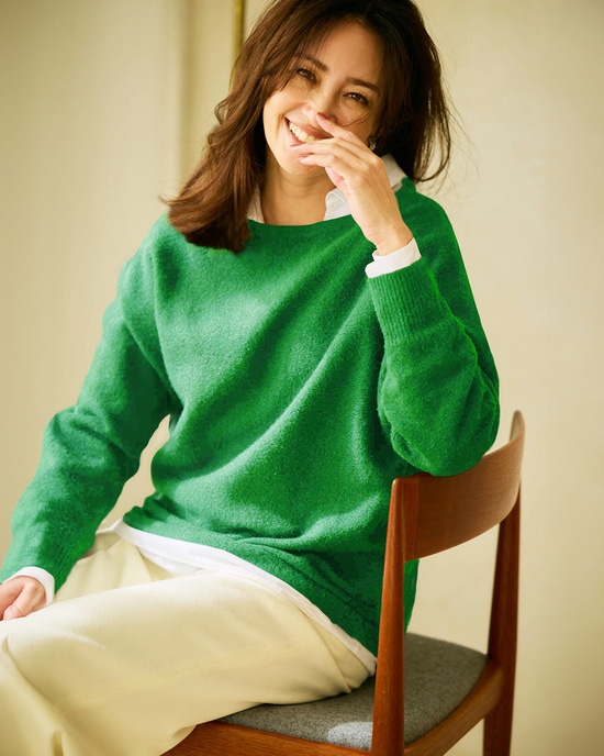 ウール混タム・ボートネックニット