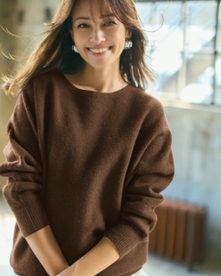 ウール混タム・ボートネックニット