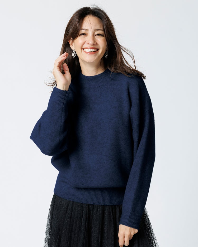 ウール混タム・ハイネックニット 詳細画像 ネイビー 1