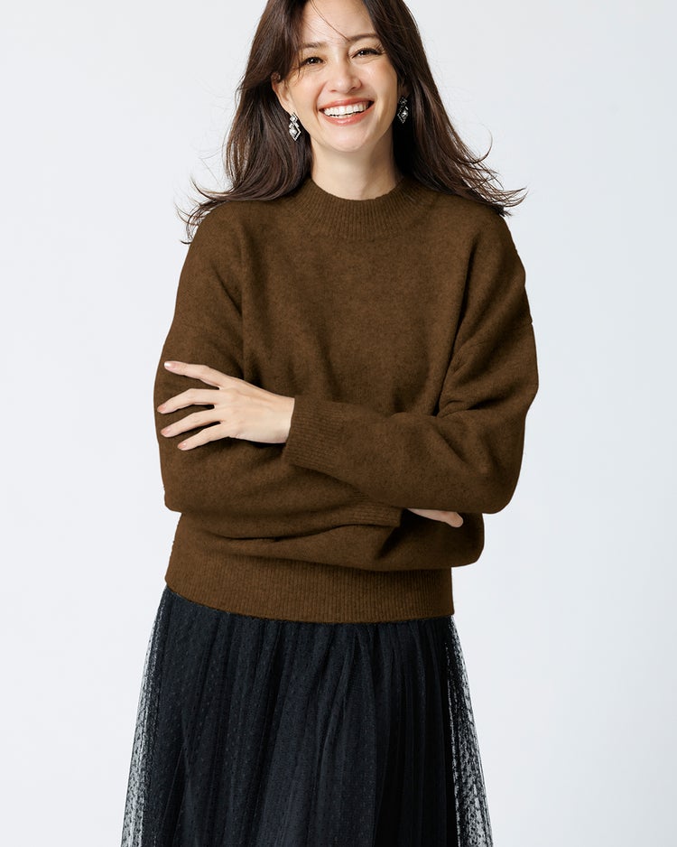 ウール混タム・ハイネックニット 詳細画像 ブラウン 1