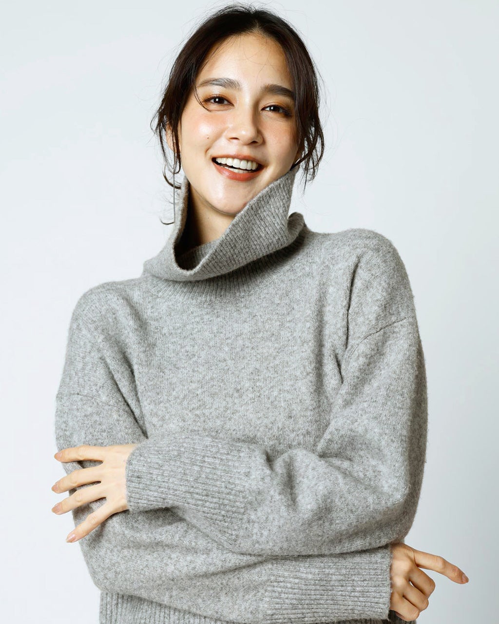 ウール混タム・クロップドタートルネックニット/40代50代からの