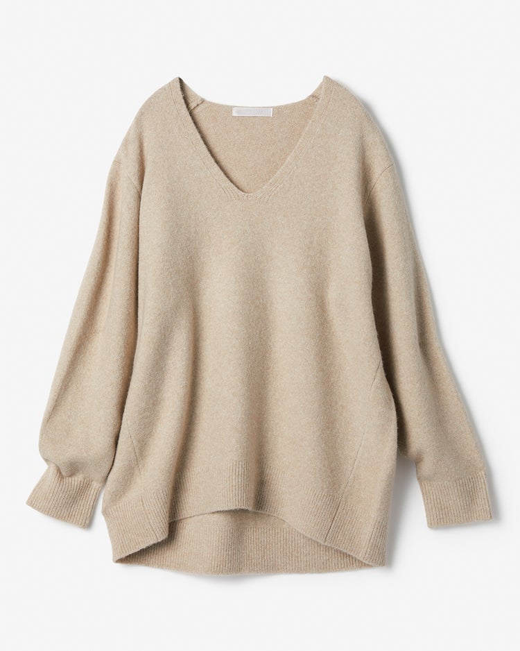ウール混タム・Vネックロングニット 詳細画像 ライトベージュ 7