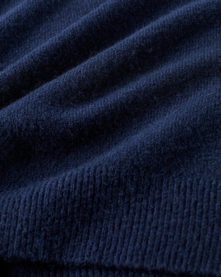 ウール混タム・Vネックロングニット 詳細画像 ネイビー 2