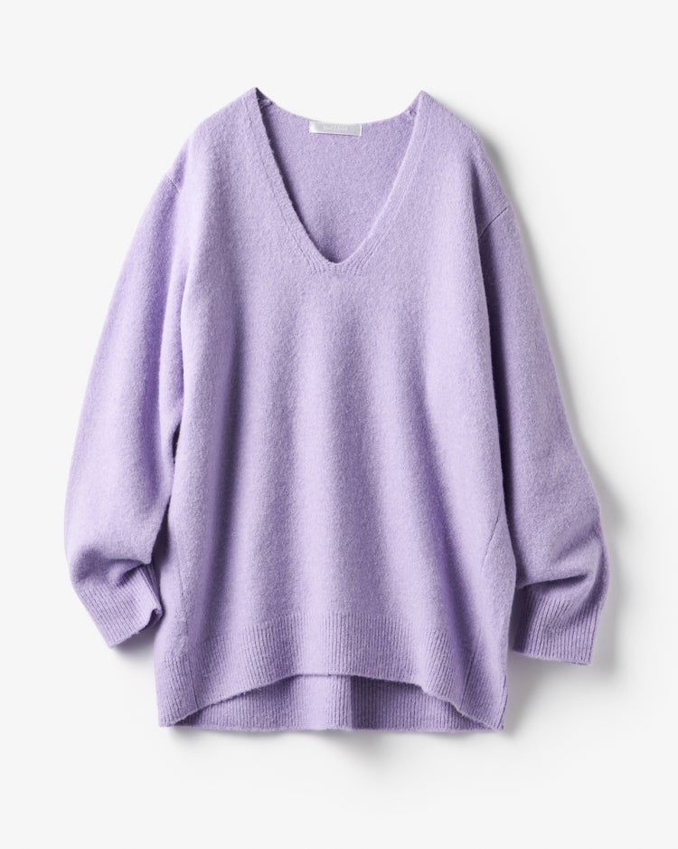 ウール混タム・Vネックロングニット 詳細画像 ラベンダー 3