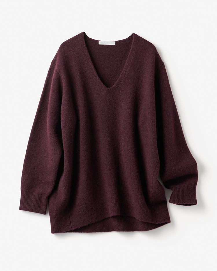 ウール混タム・Vネックロングニット 詳細画像 ボルドー 3