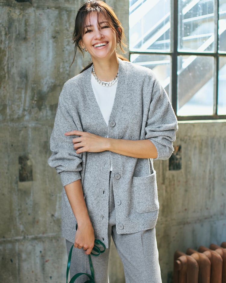 ウール混タム・Vネックカーディガン 詳細画像 ライトグレー 1