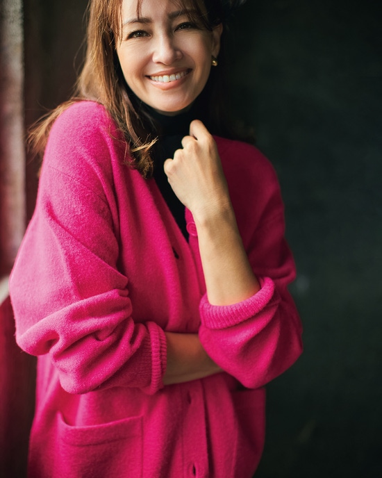 ウール混タム・Vネックカーディガン