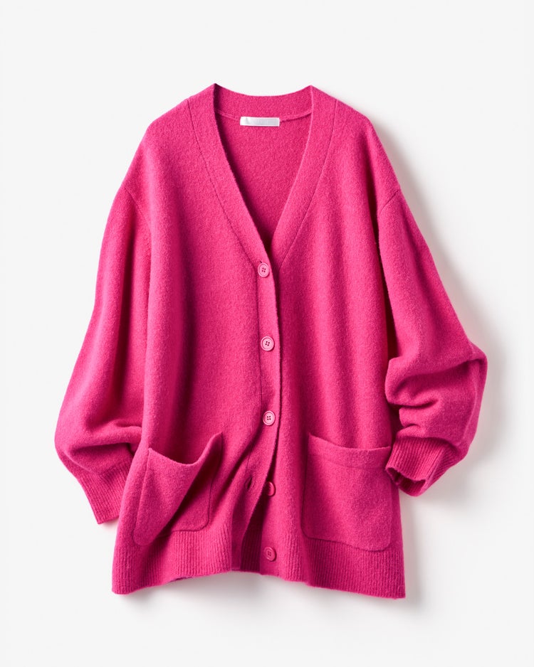 ウール混タム・Vネックカーディガン 詳細画像 ピンク 3