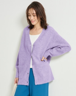 ウール混タム・Vネックカーディガン