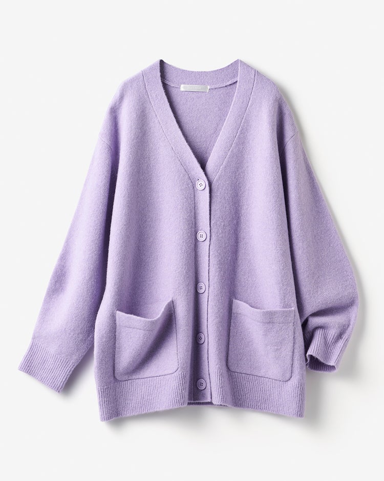ウール混タム・Vネックカーディガン 詳細画像 ラベンダー 6