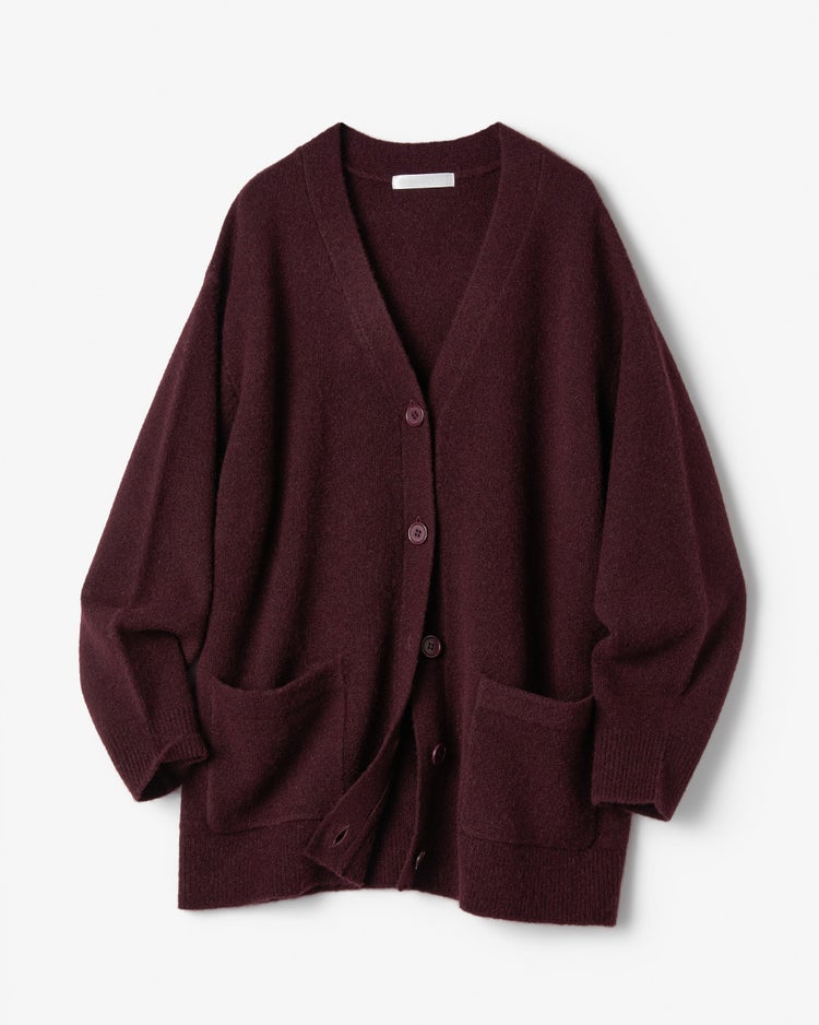 ウール混タム・Vネックカーディガン 詳細画像 ボルドー 4