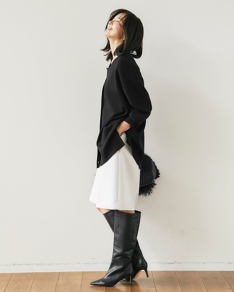 Vネック・サイドスリットカーディガン 詳細画像 ブラック 4