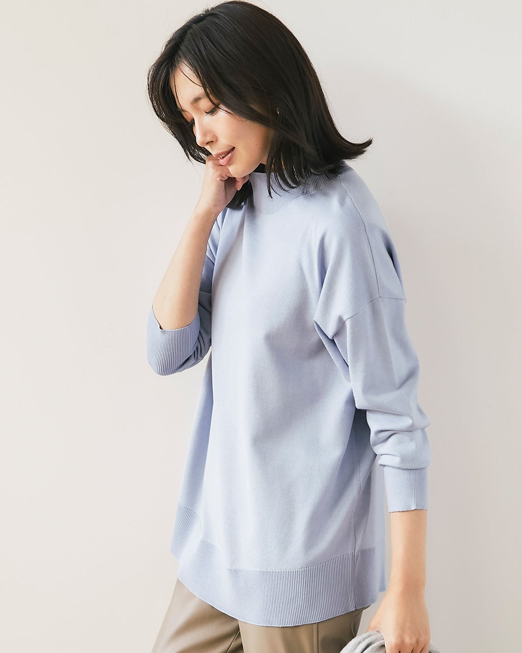 ハイネック・ドロップショルダーニット/40代50代からのレディース