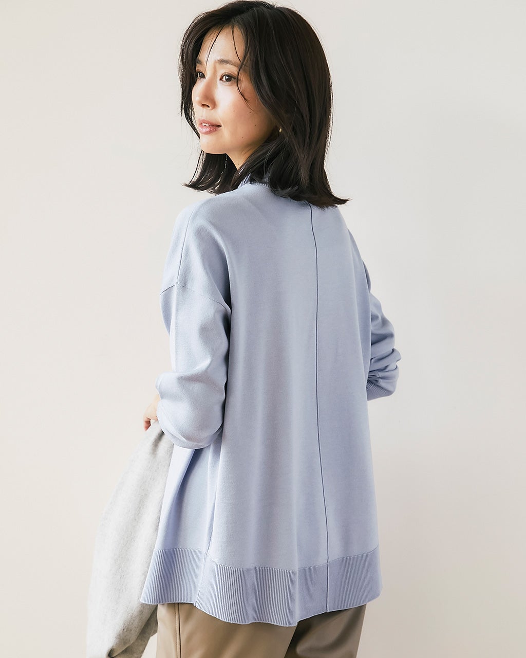 ハイネック・ドロップショルダーニット/40代50代からのレディース