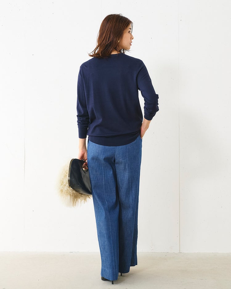 シルクフィール・配色アンサンブル 詳細画像 ネイビーパターン 4