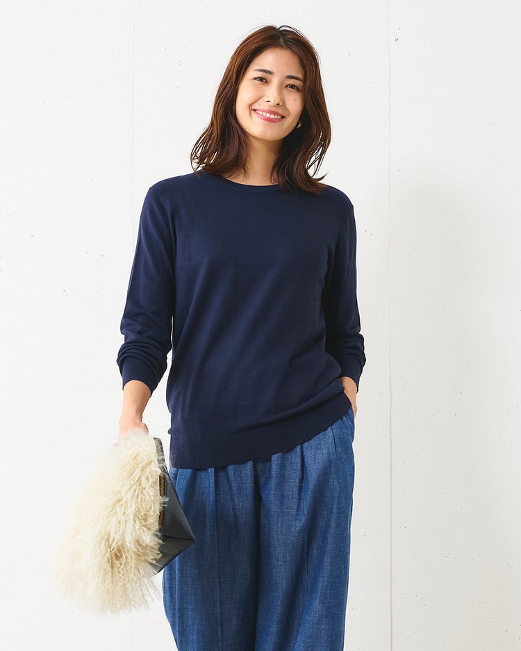 シルクフィール・配色アンサンブル 詳細画像 ネイビーパターン 5