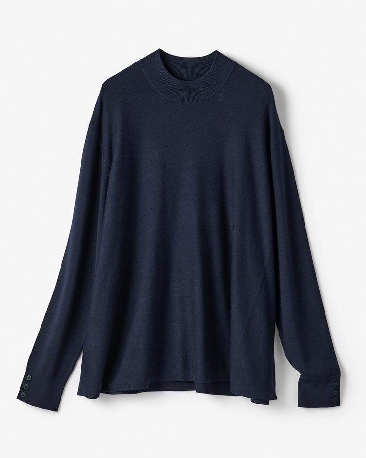 シルクフィール・フレアハイネックニット 詳細画像 ネイビー 4