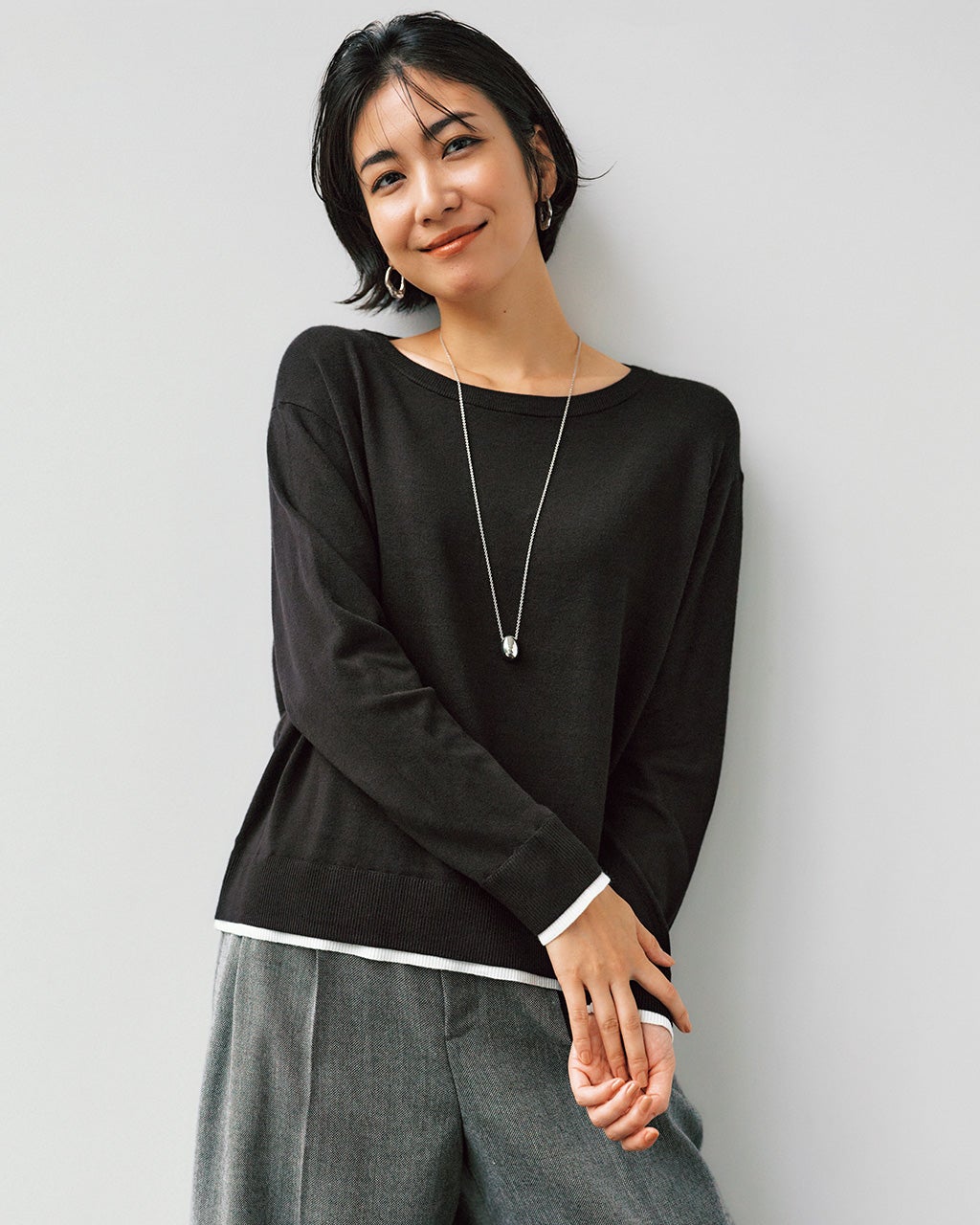 シルクフィール・ボートネックニット/40代50代からのレディース