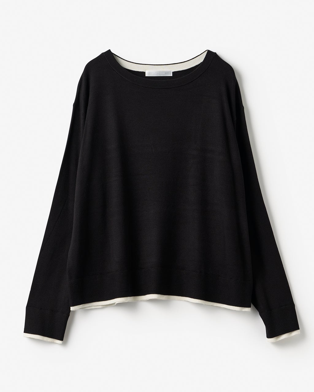 ★美品★L'AppartementDEUXIEMECLASSEボートネック黒 シルクフィール・ボートネックニット/DoCLASSE