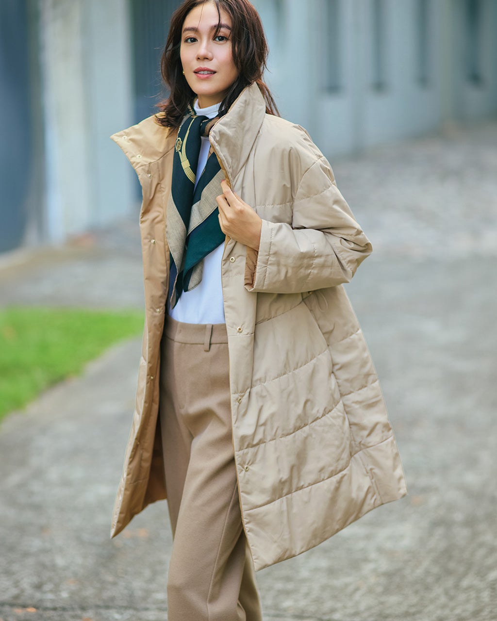 マジカルサーモ・リバーシブルタフタコート/40代50代からのレディース