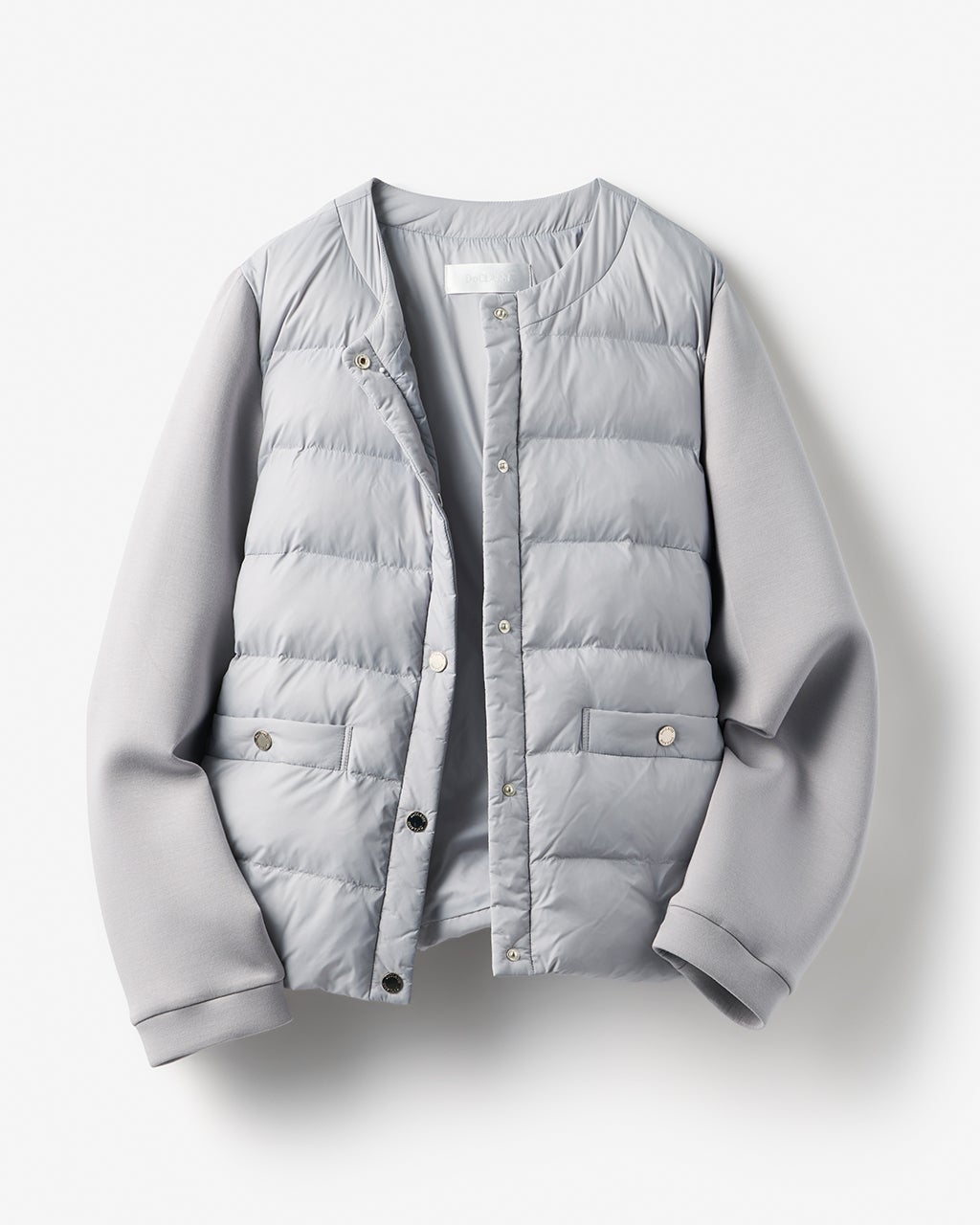 異素材エコダウン・ノーカラージャケット/40代50代からのレディース