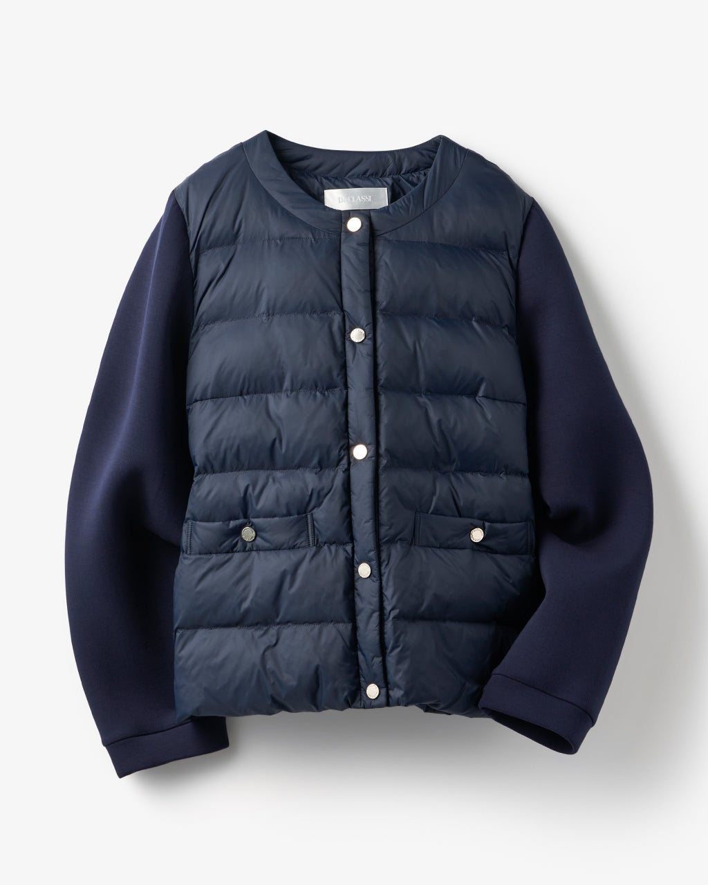 異素材エコダウン・ノーカラージャケット/40代50代からのレディース