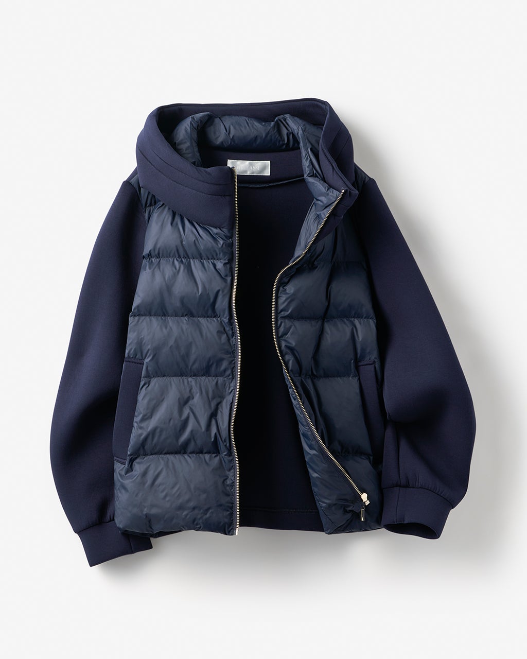 新品未使用　タグ付き　ドゥクラッセ　異素材リアルダウンフードコート　Ｌサイズ 新品未使用 タグ付き ドゥクラッセ 異素材リアルダウンフードコート L