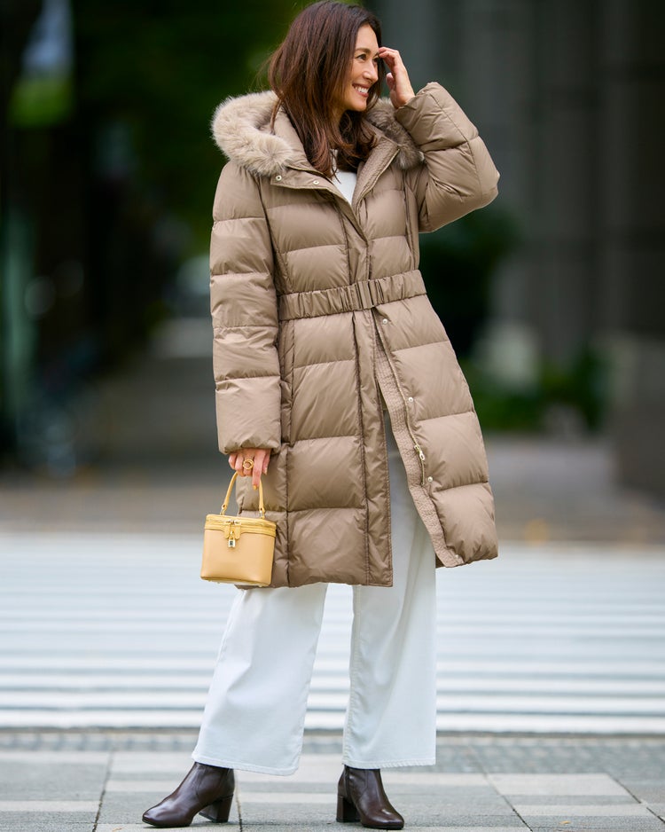 マットタフタ・2WAYファーロングダウンコート 詳細画像 モカ 1