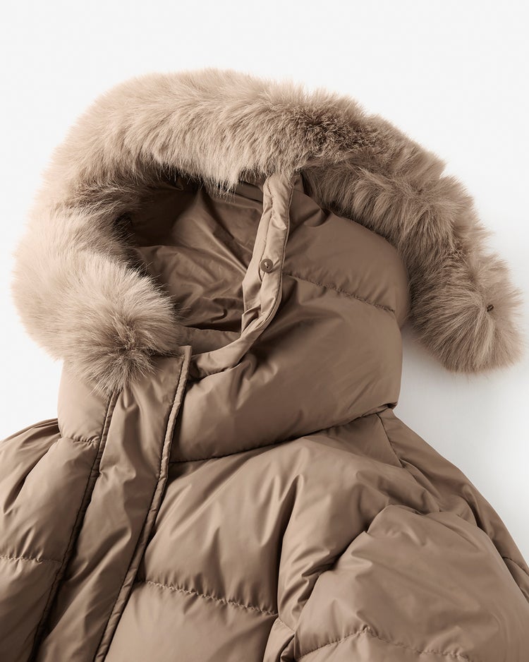 マットタフタ・2WAYファーロングダウンコート 詳細画像 モカ 4