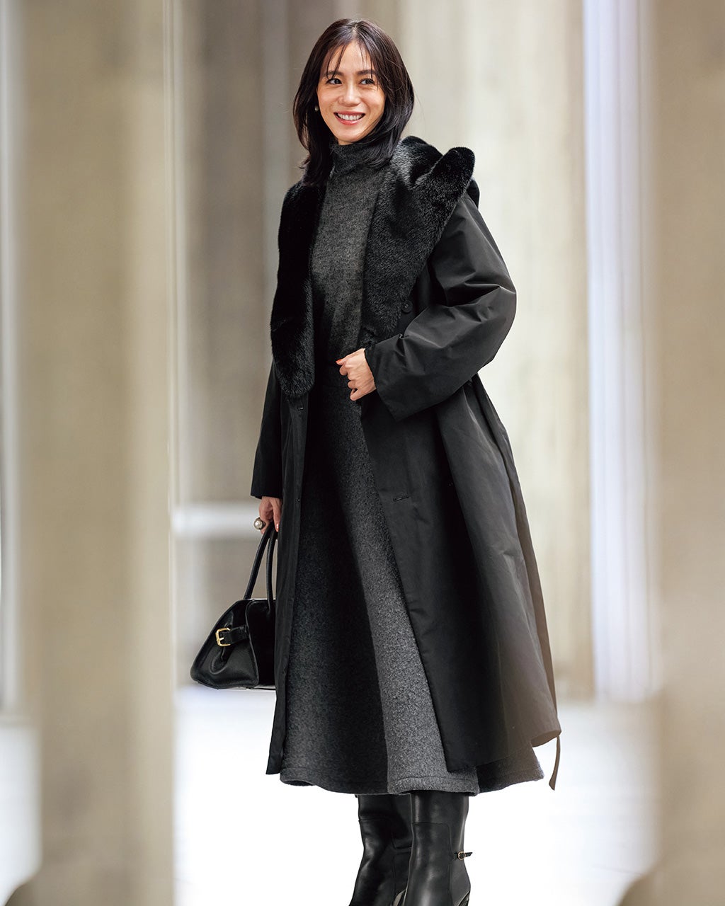 マジカルサーモ・エコファーショールコート/40代50代からのレディース