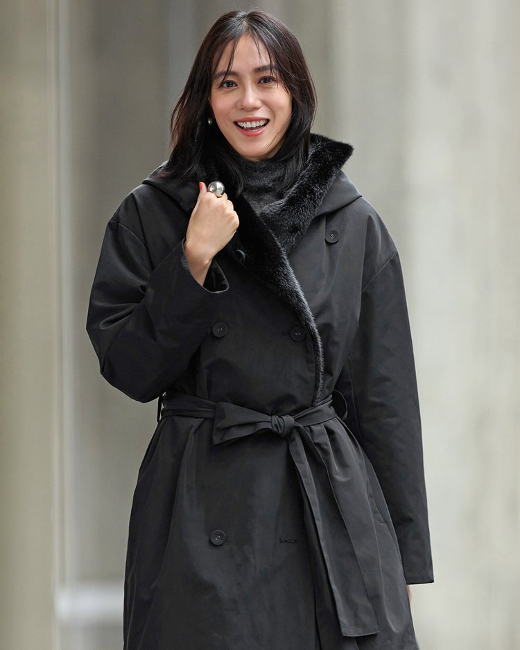 マジカルサーモ・エコファーショールコート 詳細画像 ブラック 2