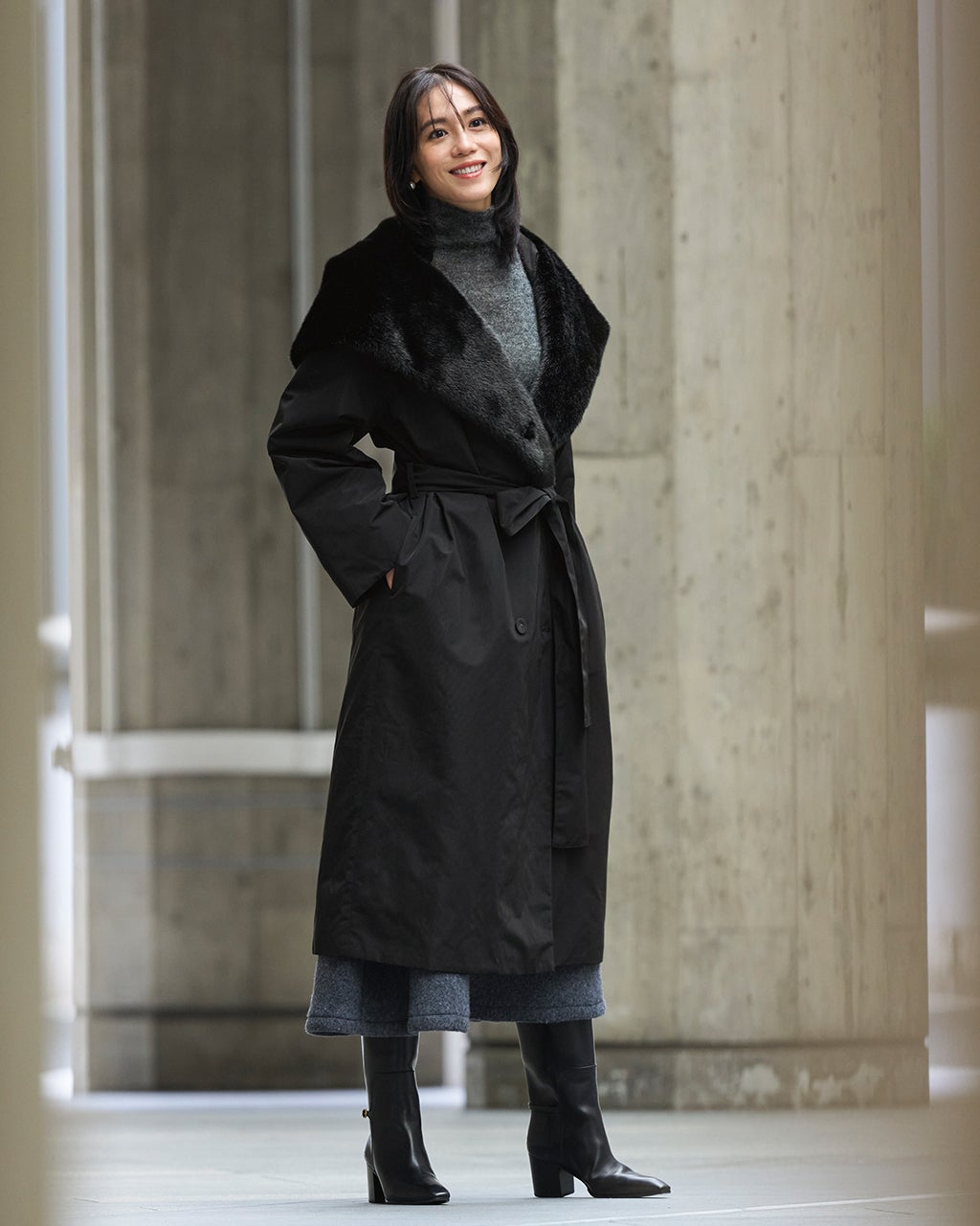 マジカルサーモ・エコファーショールコート/40代50代からのレディース