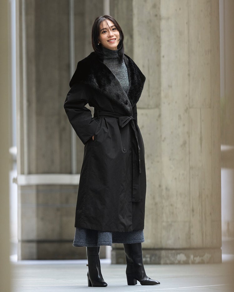 マジカルサーモ・エコファーショールコート 詳細画像 ブラック 4