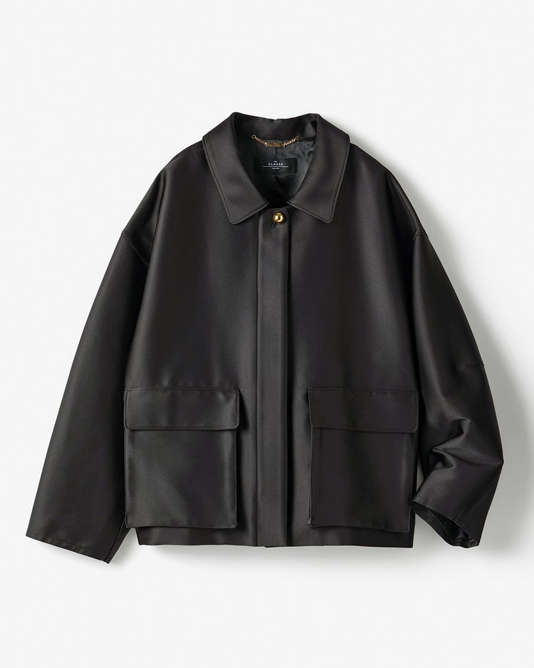 サテンストレッチ・ショートジャケット 詳細画像 ブラック 10