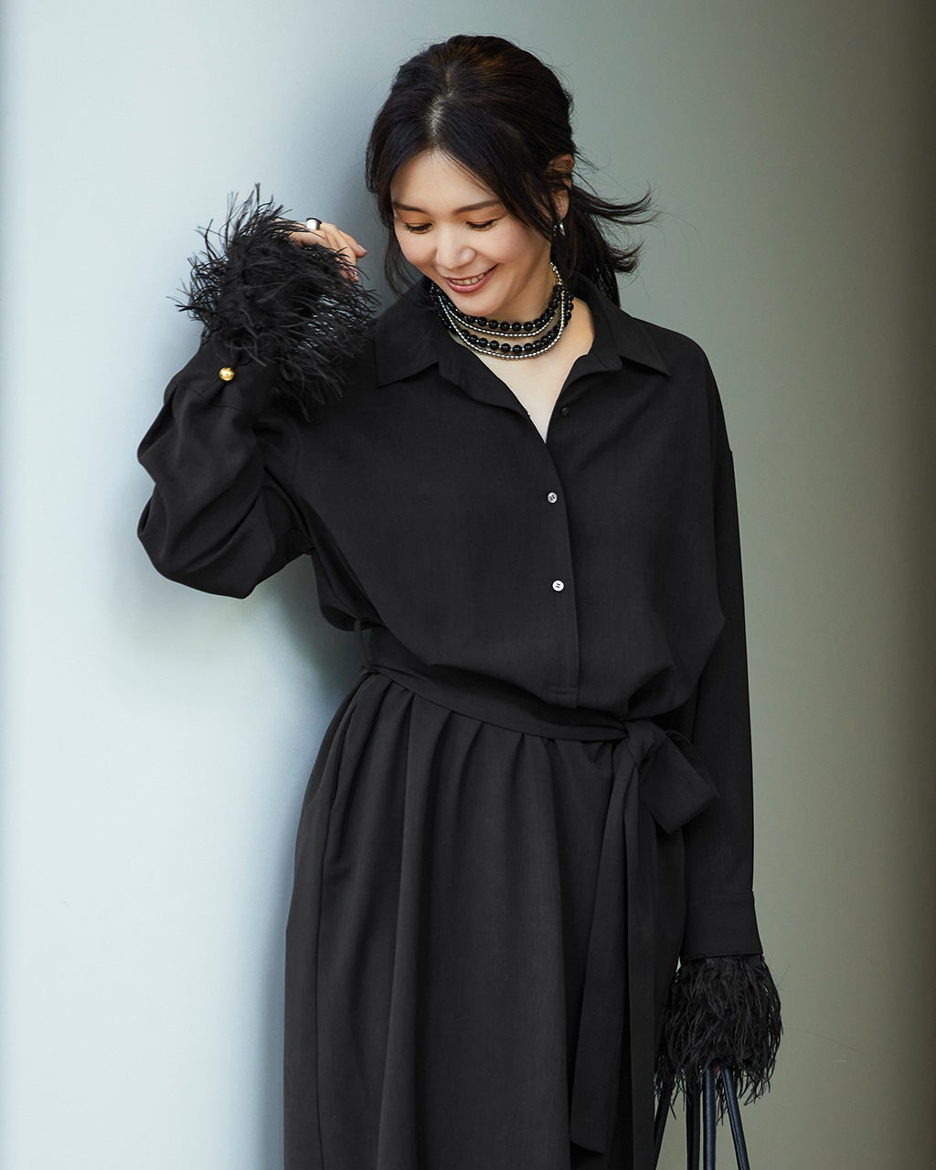 ウールライクストレッチ・2WAY袖ワンピース/40代50代からのレディース