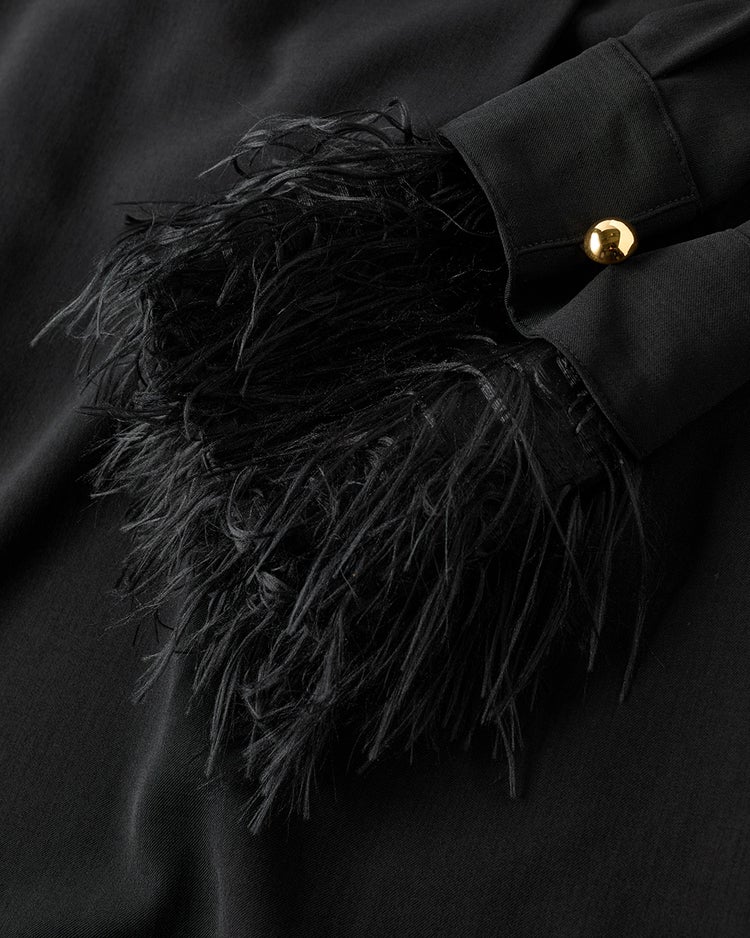 ウールライクストレッチ・２WAY袖ワンピース 詳細画像 ブラック 4