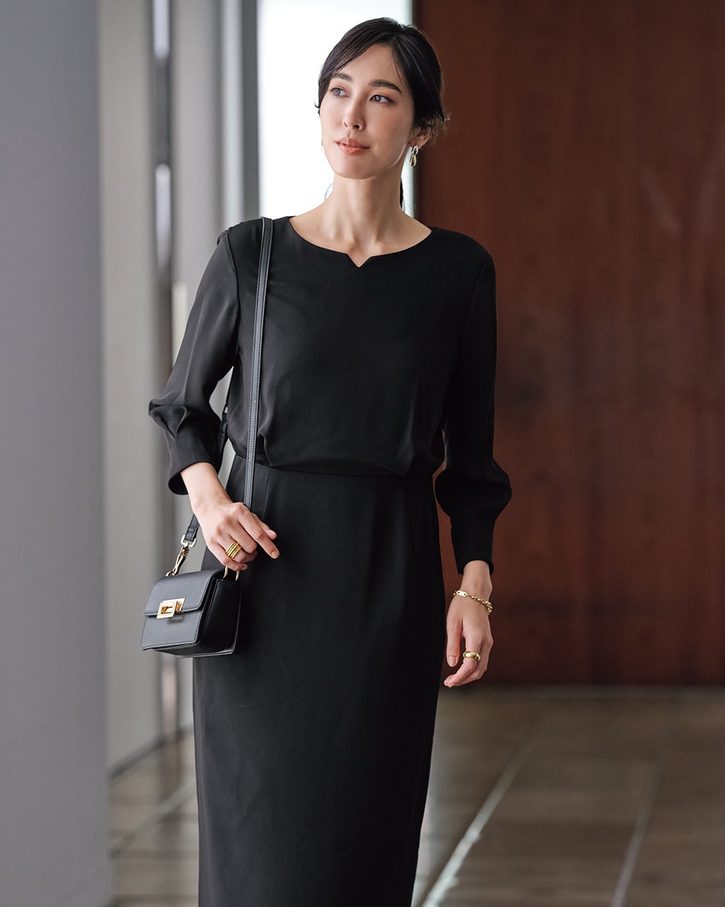 ダブルクロス・ブラウジングワンピース/40代50代からのレディース